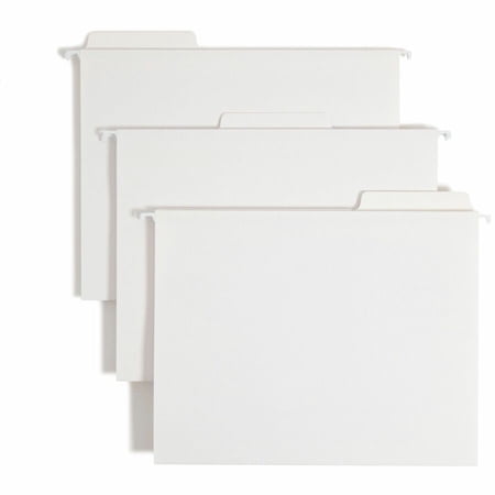 Smead FasTab® Hanging File Folder, 1/3-Cut Built-In Tab, Letter Size, White, 20 per Box (64002)