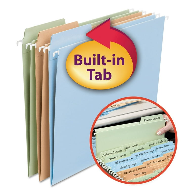 FasTab Hanging Folders, Letter Size, 1/3-Cut Tabs, Assorted Earthtone Colors, 18/Box FasTab Hanging Folders, Letter Size, 1/3-Cut Tabs, Assorted Earthtone Colors, 18/Box