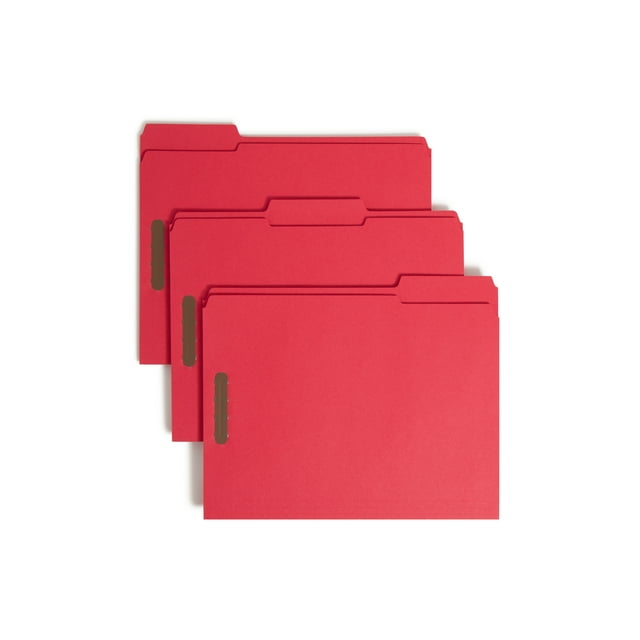 Smead® Color Reinforced Tab Fastener Folders, Letter Size, 1/3 Cut, Red ...