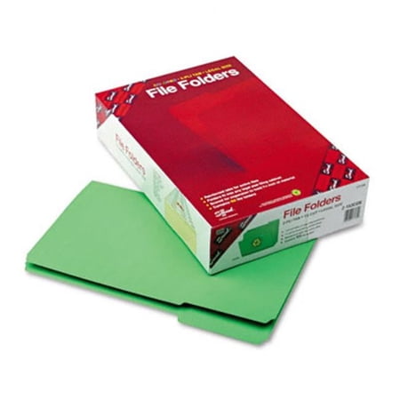 Smead File Folders- 1/3 Cut- Reinforced Top Tab- Legal- Green- 100/Box