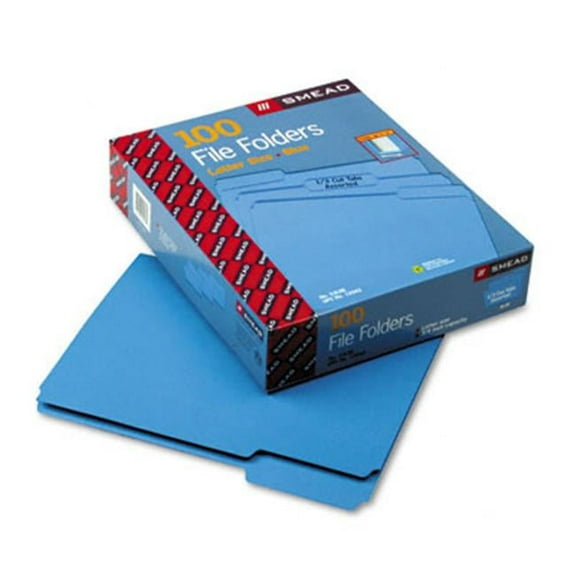 Smead  File Folders - Blue - Letter Size - 1/3 Cut Top Tab - 100/Box