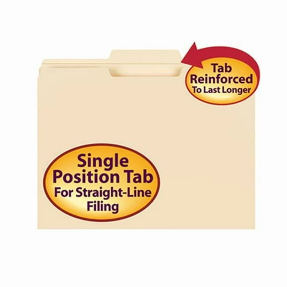 Smead File Folders with Reinforced Tab Letter - 8 1/2" x 11" Sheet Size - 3/4" Expansion - 1/3 Tab Cut - Top Tab Location - Center Tab Position - 11 pt. Folder Thickness - Manila - Manila - 1.02 oz -