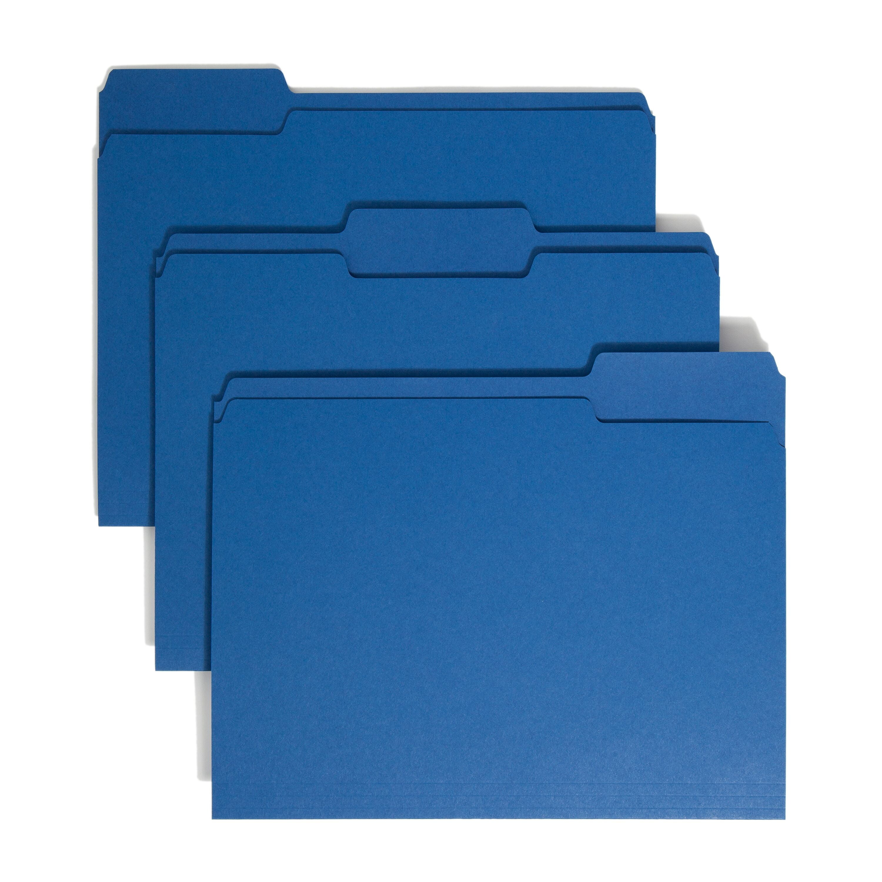 Smead File Folders with Single-Ply Tab Letter - 8 1/2" x 11" Sheet Size - 3/4" Expansion - 1/3 Tab Cut - Top Tab Location - Assorted Position Tab Position - 11 pt. Folder Thickness - Navy Blue - 1.02