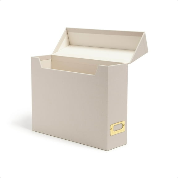 Smead 40% Recycled Fabric/Canvas File Box Attached Flip Top 13" x 10" Beige (70232)