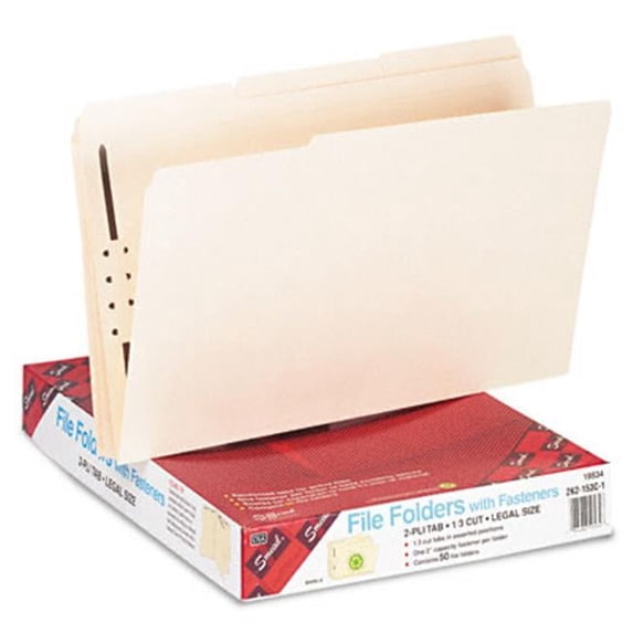 Smead Folders One 2 Capacity Fasteners 1/3 Cut Assorted Top Tab Lgl MLA 50/Box