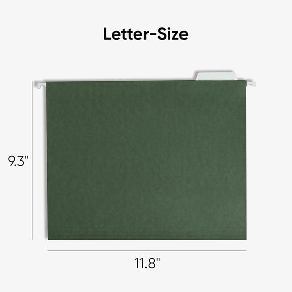Smead Hanging File Folder, 1/5-Cut Adjustable Tab, Letter Size, Standard Green, Hanging Folders for Filing Cabinets, File Organizer Folder, 50 Per Box (64029)