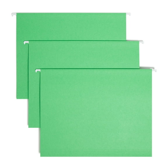 Smead Hanging File Folder with Tab, 1/5-Cut Adjustable Tab, Letter Size, Green, 25 per Box (64061)