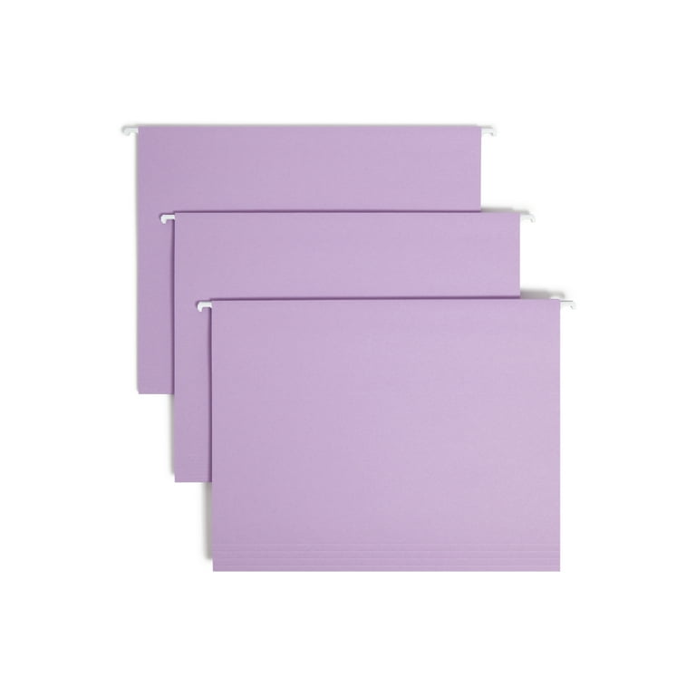 Colored Hanging File Folders with 1/5 Cut Tabs, Letter Size, 1/5-Cut Tabs, Lavender, 25/Box