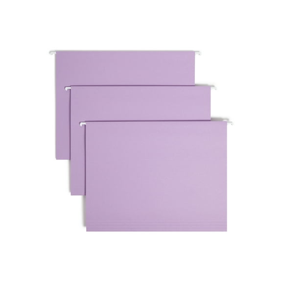 Smead Hanging File Folder with Tab, 1/5- Cut Adjustable Tab, Letter Size, Lavender, 25 per Box (64064)