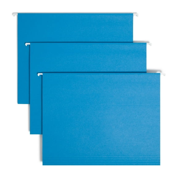 Smead Hanging File Folder with Tab, 1/5-Cut Adjustable Tab, Letter Size, Sky Blue, 25 per Box (64068)