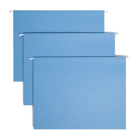 Smead Hanging File Folder with Tab, 1/5-Cut Adjustable Tab, Letter Size, Blue, 25 per Box (64060)