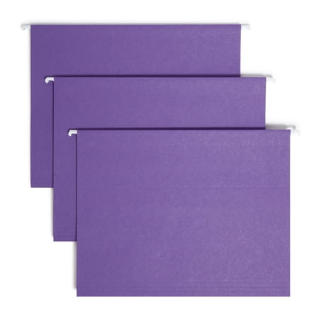 Smead® Hanging File Folders, 1/5-Cut Adjustable Tab, Letter Size, Purple, Box Of 25