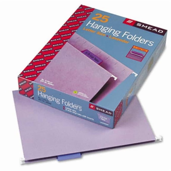 Smead  Hanging File Folders- 1/5 Tab- 11 Point Stock- Letter- Lavender- 25/Box