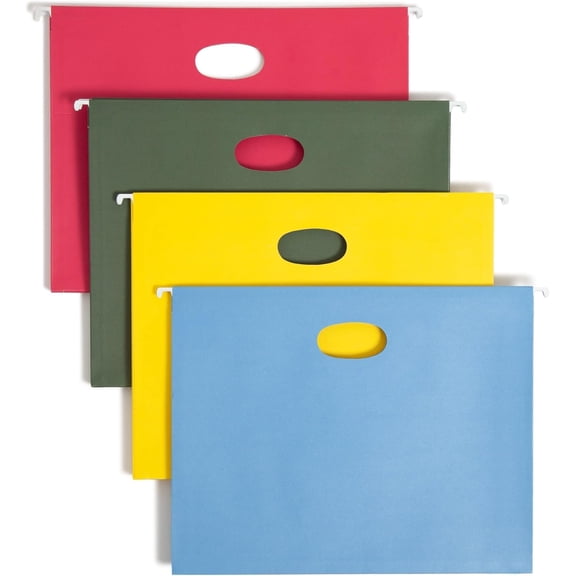 Smead Hanging Pocket with Full-Height Gusset, 3-1/2" Expansion, Letter Size, Assorted Colors, 4 per Pack (64291)