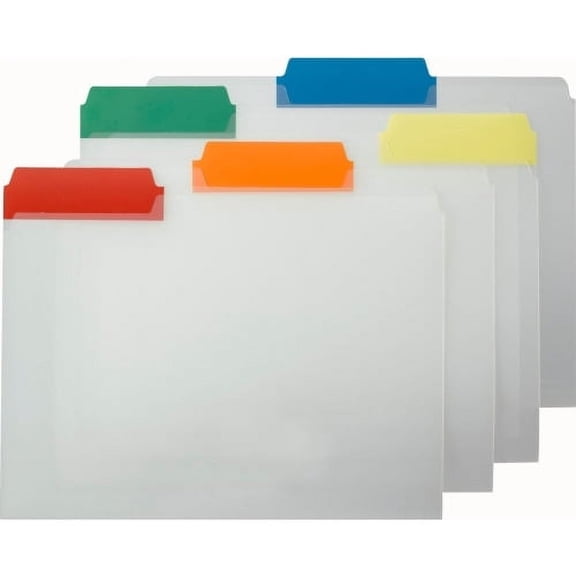 Smead Heavy-duty Poly File Folders Letter - 8 1/2" x 11" Sheet Size - 1/3 Tab Cut - Top Tab Location - Assorted Position Tab Position - Poly - Blue, Red, Green, Yellow, Orange - 1.71 oz - 25 / Box