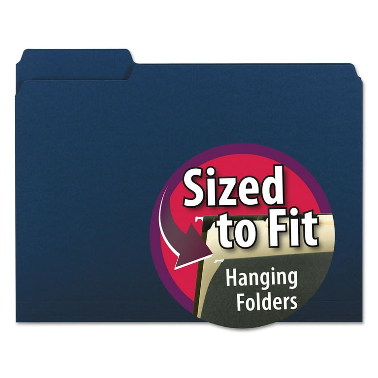 Interior File Folders, 1/3-Cut Tabs: Assorted, Letter Size, Navy Blue, 100/Box Interior File Folders, 1/3-Cut Tabs: Assorted, Letter Size, Navy Blue, 100/Box