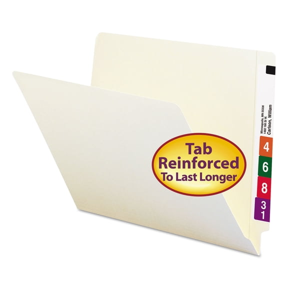 Smead Letter Straight Cut End-Tab File Folders, Manila, Count100