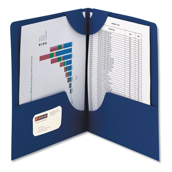 Smead Lockit Two-pocket Folder, Textured Paper, 11 X 8 1/2, Dk Blue, 25/bx
