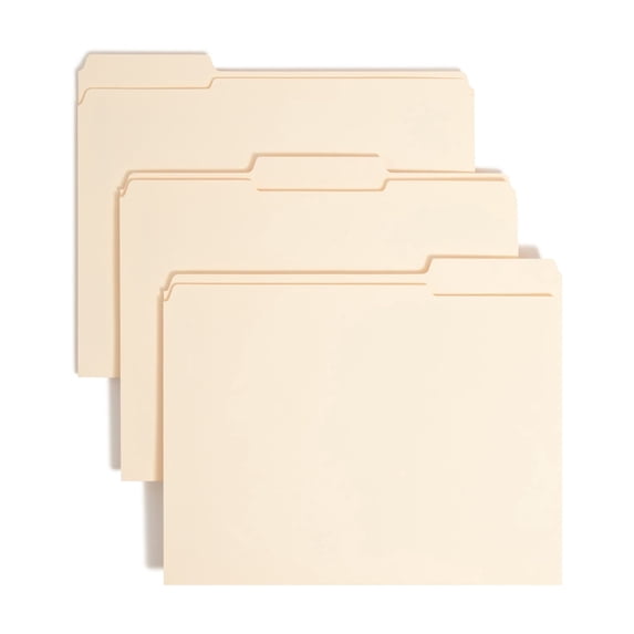 Smead® Manila Reinforced Tab Fastener Folders, Letter Size, 1/3 Cut, Pack Of 50