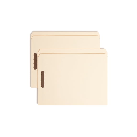 Smead® Manila Reinforced Tab Fastener Folders With Two Fasteners, Straight Cut, Letter Size, Pack Of 50