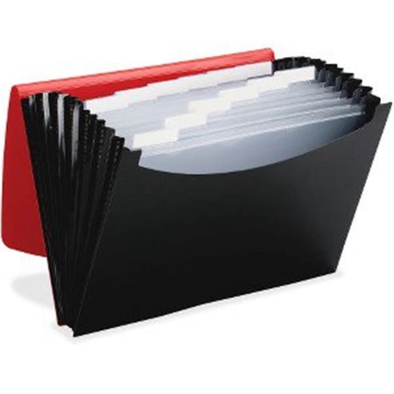 Smead Manufacturing 70866 Poly Frequency Expanding File, 12 Pockets - Black & Red Flap