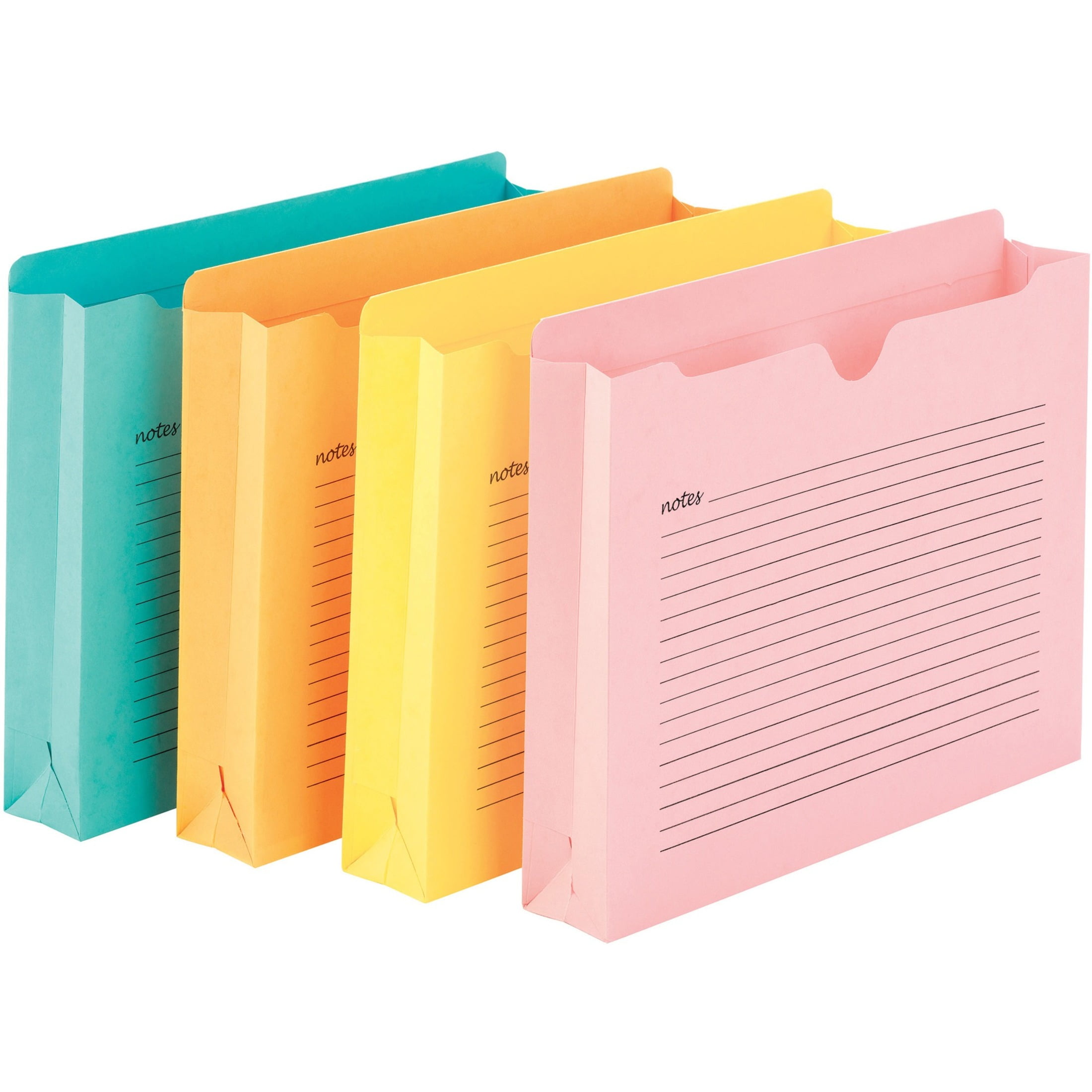 Smead Notes File Jackets, Aqua, Goldenrod, Pink, Yellow, 12 / Pack