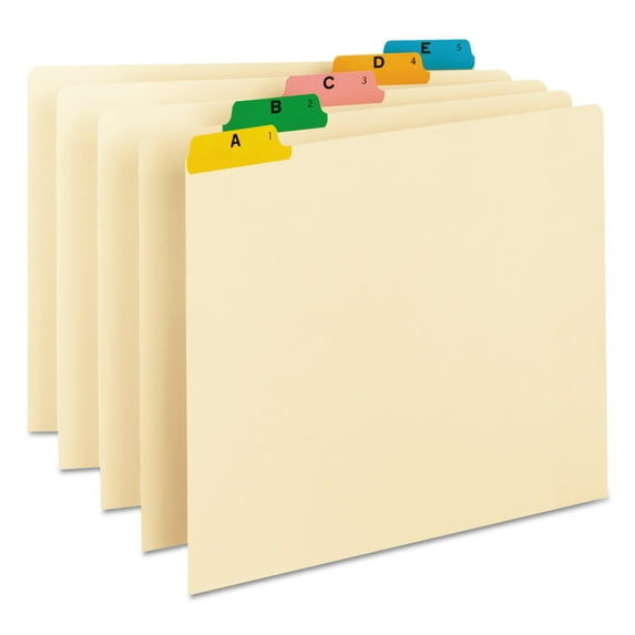 Smead One Colored 50180 Poly A-Z Letter Size Tabs, Manila, 10.00 x 11.70 x 0.40 Inches, 25 Per Set