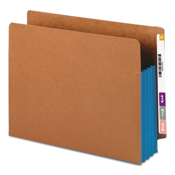 Redrope Drop-front End Tab File Pockets W/ Fully Lined Colored Gussets, 3.5" Expansion, Letter Size, Redrope/blue, 10/box