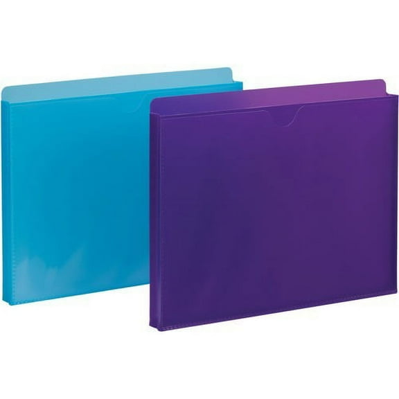 Smead Poly Expanding Jackets with Clear Sleeve Letter - 8 1/2" x 11" Sheet Size - 1" Expansion - Straight Tab Cut - Poly - Purple, Teal - 2 / Pack