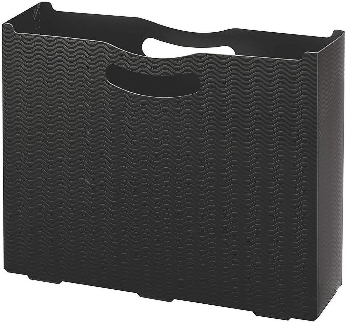 Smead Poly File Box, 3" Expansion, DieCut Handles, Letter Size, Black Wave Pattern (71631
