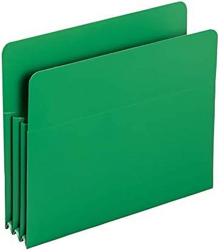 Smead Poly File Pocket, StraightCut Tab, 31/2" Expansion, Letter Size, Green, 4 per Box (73502