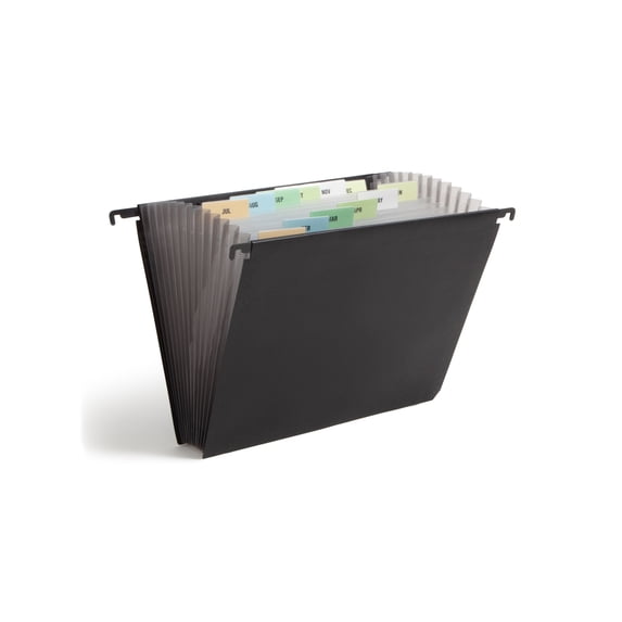 Smead Poly Hanging Expanding File, 12 Dividers, Letter Size, Black (65125)