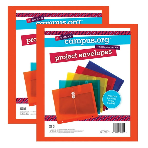 Smead Poly Project Envelopes, 5 Per Pack, 2 Packs