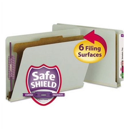 Smead Pressboard End Tab Folder, Legal, 4-Section, Gray 10 per Box