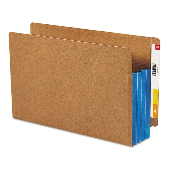 Smead® Redrope End-Tab File Pockets With Gussets, Legal Size, 3 1/2" Expansion, 30% Recycled, Blue Gusset, Box Of 10