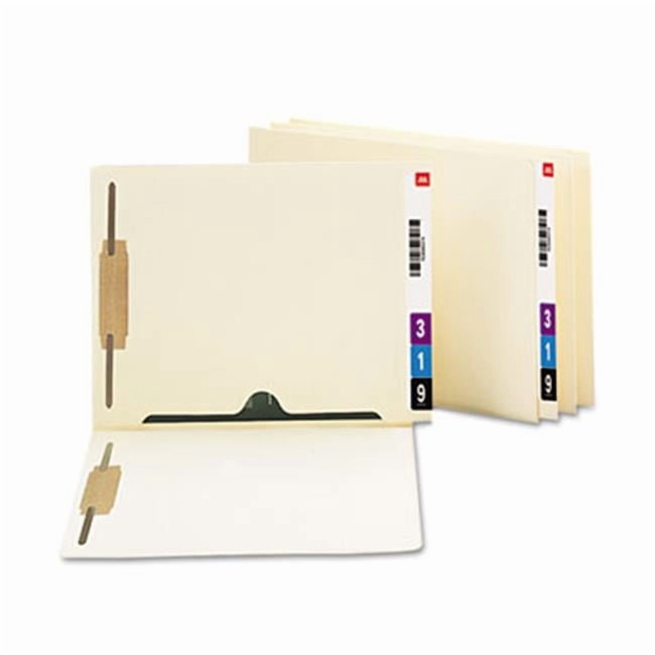 Smead  Reinforced End Tab Pocket Folder- Two Fasteners- Letter- Manila- 50-Box