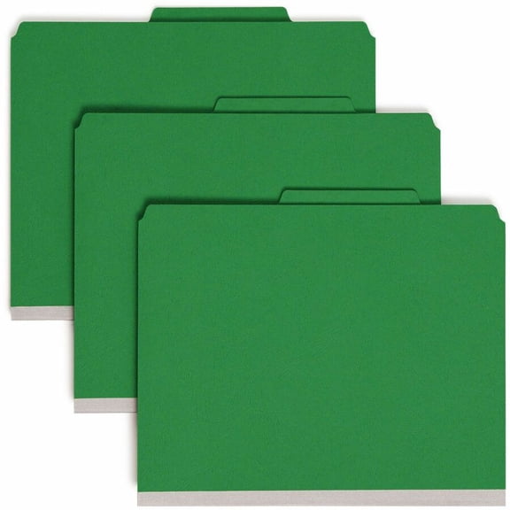 Smead, SMD14201, Premium Pressboard Classification Folders with SafeSHIELD Coated Fastener Technology, 10 / Box, Green