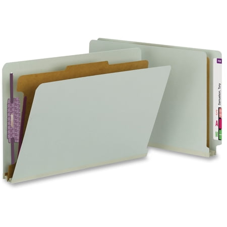 Smead, SMD29800, Classification Folders with SafeSHIELD Fasteners, 10 / Box, Gray,Green