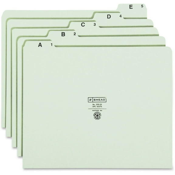 Smead, SMD50376, Filing Guides with Alphabetic Indexing, 25 / Set, Green