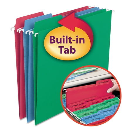 Smead-1PK Fastab Hanging Folders, Letter Size, 1-3-cut Tab, Assorted, 18-box