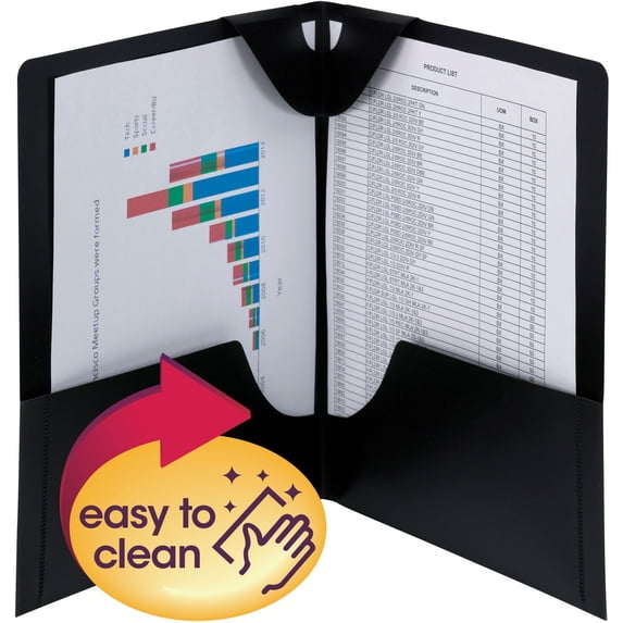 Smead, SMD87941, Lockit Two-Pocket Folders, 25 / Box, Black
