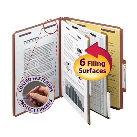 Smead SafeSHIELD® Classification Folder 2 Div Red 10/BX Letter (14075)