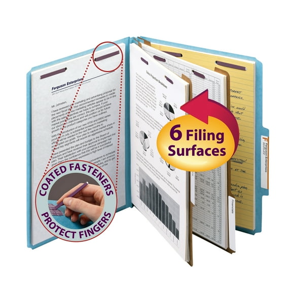 Smead SafeSHIELD Classification Folders 2 Div Blue 10/BX Ltr (14030)