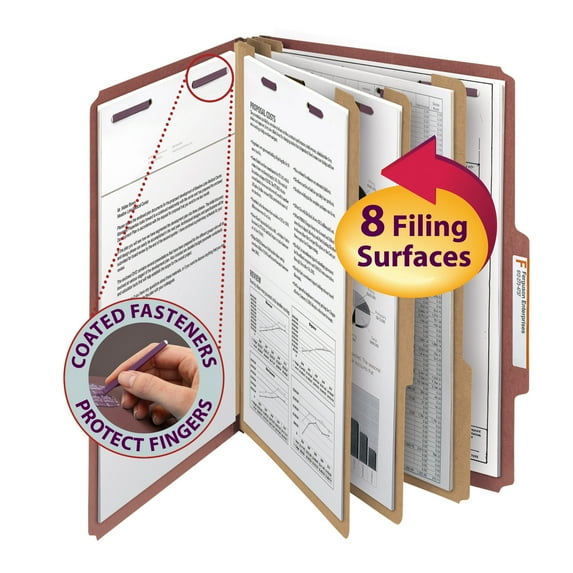 Smead SafeSHIELD® Classification Folders 3 Div Red 10/BX Legal (19092)