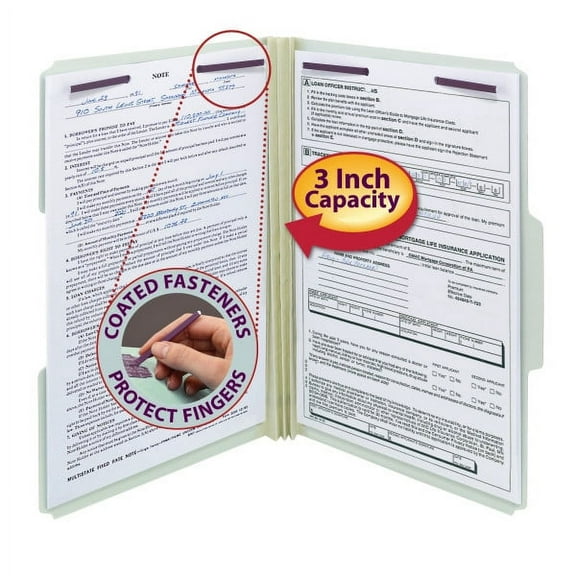 Smead SafeSHIELD® Fastener Folders GY/GN 25/BX Legal (19944)