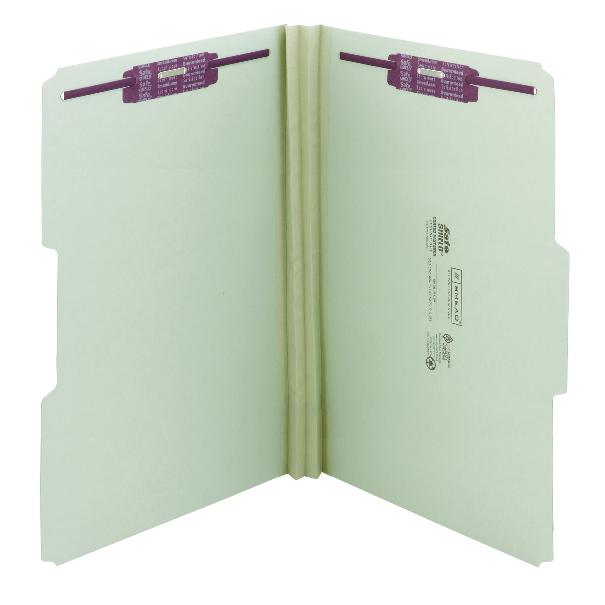 Smead SafeSHIELD Fastener Folders, Bulk Office Files, Gray/Green, Legal ...