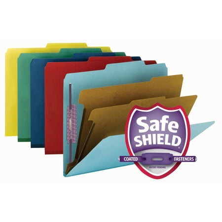 Smead SafeSHIELD Fasteners 2 Divider Classification Folders Letter - 8 1/2" x 11" Sheet Size - 2" Expansion - 2 x Prong K Style Fastener(s) - 2/5 Tab Cut - Right of Center Tab Location - 2 Divider(s)