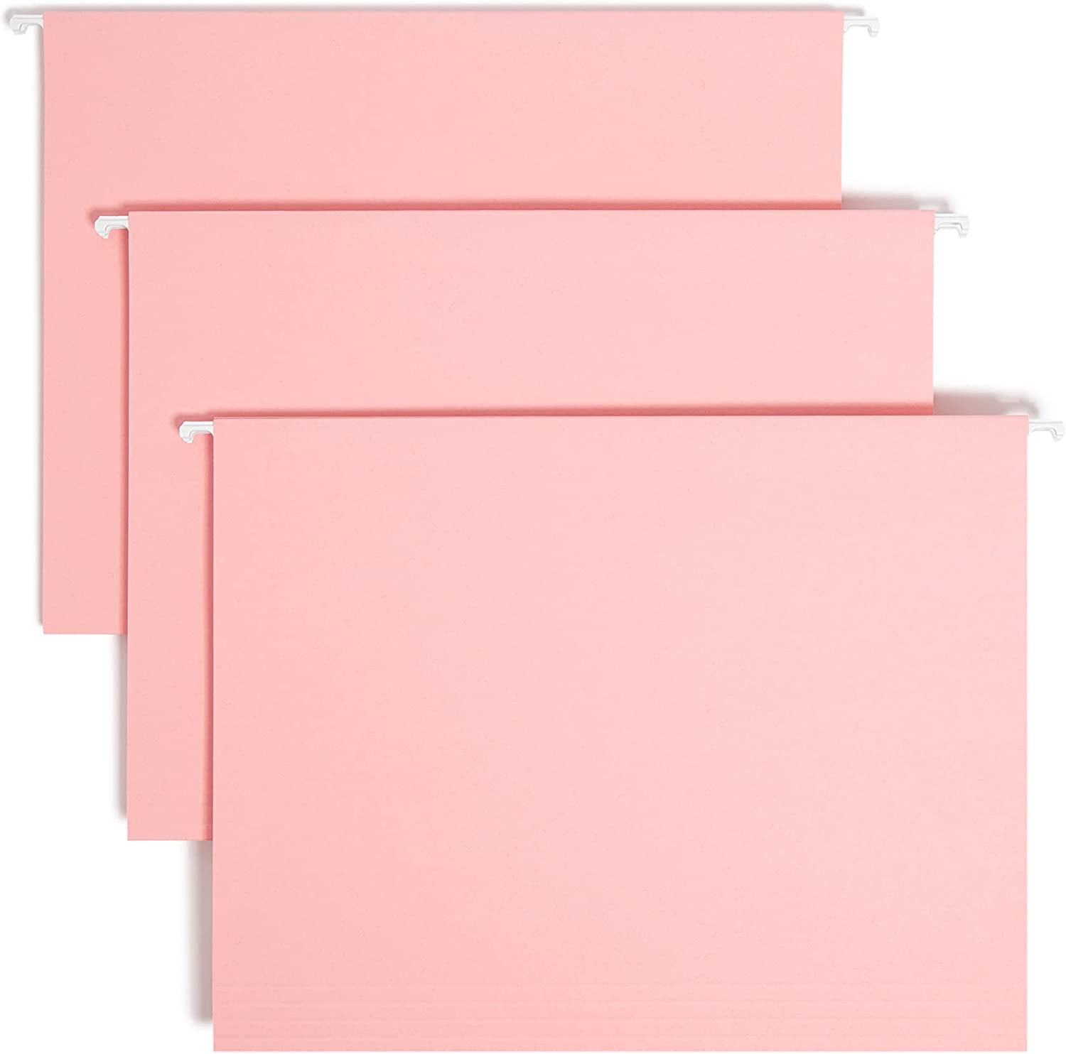 Smead Standard Hanging File Folders, 25 Count, Pink, 1/5Cut Adjustable