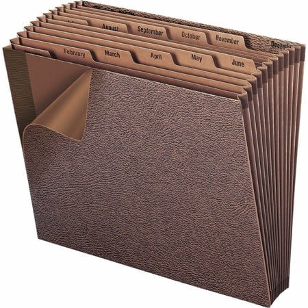 Smead® TUFF® Expanding File With Open Top, 12 Pockets, Monthly, 12" x 10" Letter Size, 30% Recycled, Brown