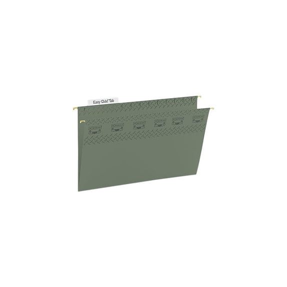 Smead TUFF® Hanging File Folder with Easy Slide™ Tab, 1/3-Cut Sliding Tab, Legal Size, Standard Green, 20 per Box (64136)
